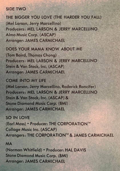 Come Into My Life - secondary