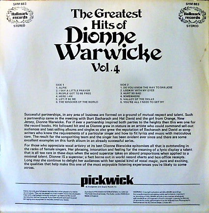 The Greatest Hits Of Dionne Warwicke Vol. 4 - secondary