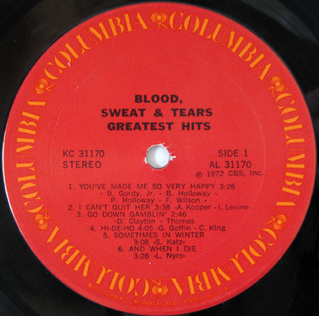 Blood, Sweat & Tears Greatest Hits - secondary