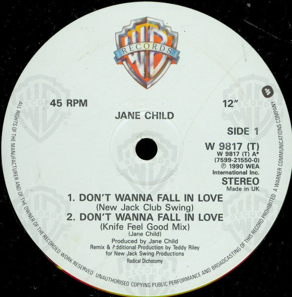 12" Single: Jane Child - Don't Wanna Fall In Love