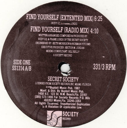 12" Single: Secret Society - Find Yourself