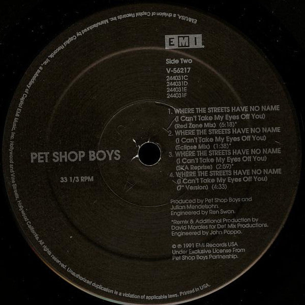 Pet Shop Boys - Where The Streets Have No Name (I Can't Take My Eyes Off You)