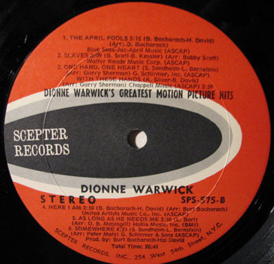 Dionne Warwick's Greatest Motion Picture Hits - secondary