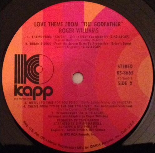 Roger Williams (2) - Love Theme From "The Godfather"