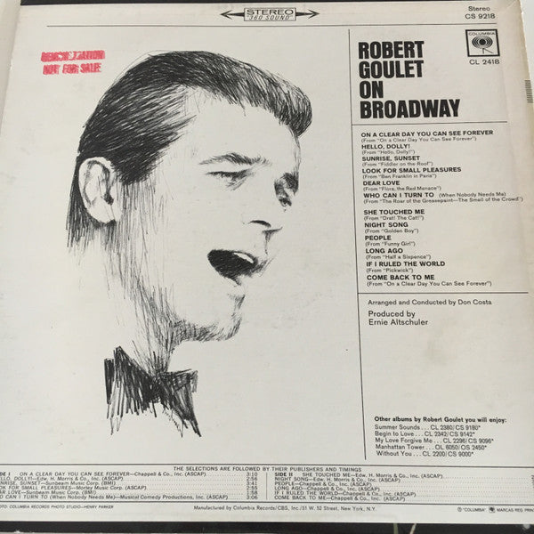 Robert Goulet - On Broadway