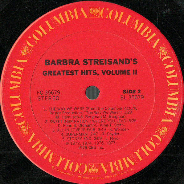 Barbra Streisand's Greatest Hits - Volume 2 - secondary
