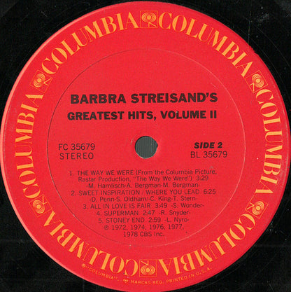 Barbra Streisand's Greatest Hits - Volume 2 - secondary