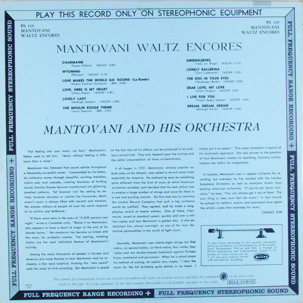 Mantovani - Waltz Encores