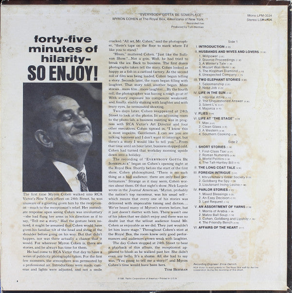 Myron Cohen - Everybody Gotta Be Someplace