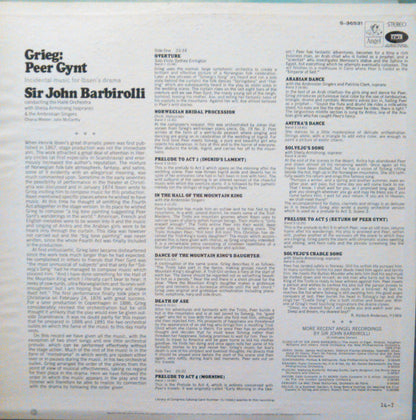 Edvard Grieg, Sir John Barbirolli, Hallé Orchestra, Sheila Armstrong, The Ambrosian Singers - Peer Gynt