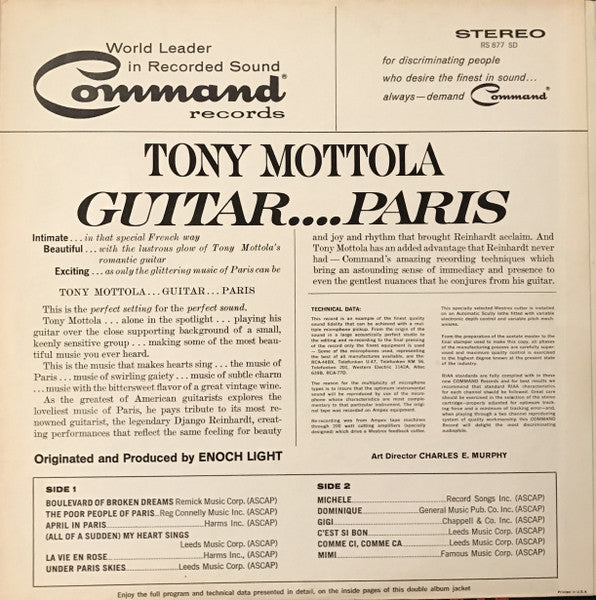 Tony Mottola - Guitar....Paris