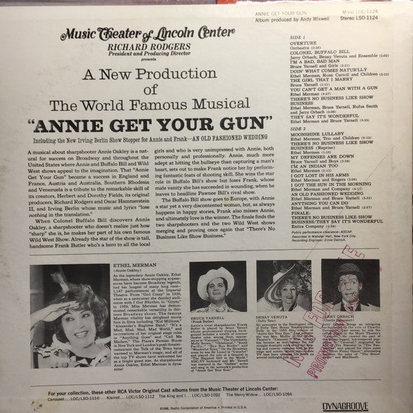 Ethel Merman, Bruce Yarnell, Benay Venuta, Jerry Orbach, Irving Berlin, Richard Rodgers - Annie Get Your Gun (An Original Cast Album - Music Theater Of Lincoln Center)