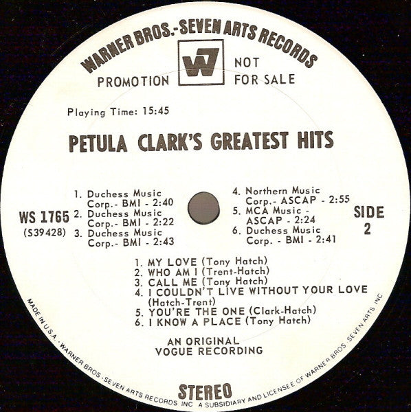 Petula Clark's Greatest Hits, Vol. 1 - secondary