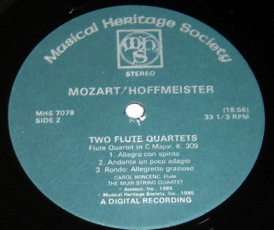 The Muir String Quartet, Carol Wincenc - Mozart / Hoffmeister - Two Flute Quartets - First Recording