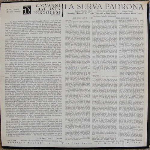 Giovanni Battista Pergolesi - La Serva Padrona