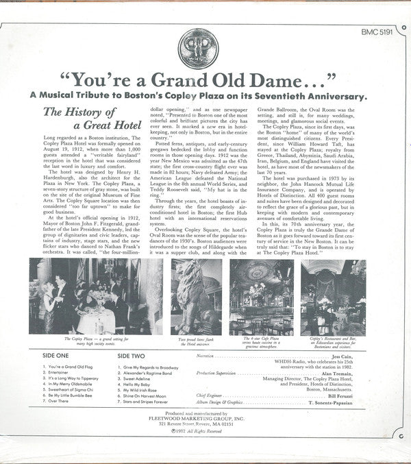 Unknown Artist - You're A Grand Old Dame... (A Musical Tribute To Boston's Copley Plaza On Its Seventieth Anniversary)