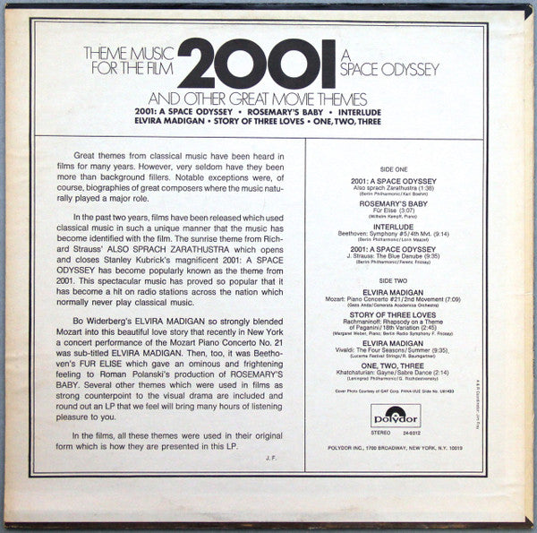 Theme Music For The Film 2001: A Space Odyssey And Other Great Movie Themes - secondary