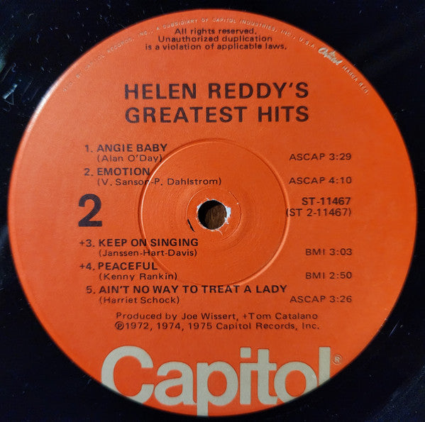 Helen Reddy's Greatest Hits - secondary