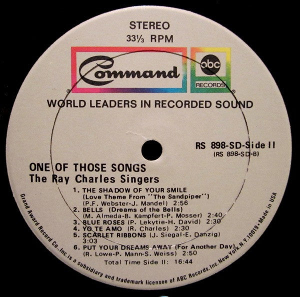 The Ray Charles Singers - One Of Those Songs