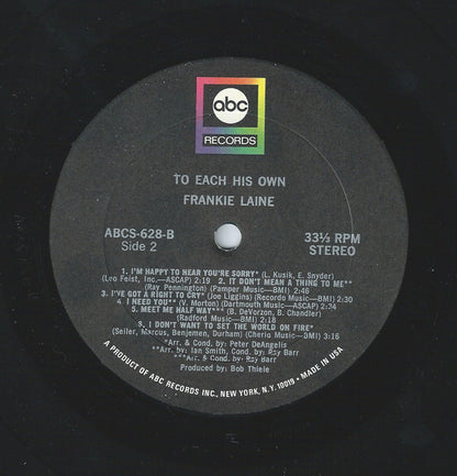 Frankie Laine - To Each His Own