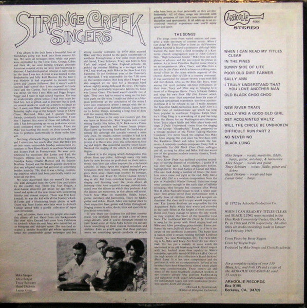 Strange Creek Singers - secondary
