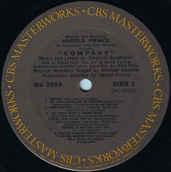 "Company" Original Broadway Cast - Company (A Musical Comedy) (Original Cast Recording)