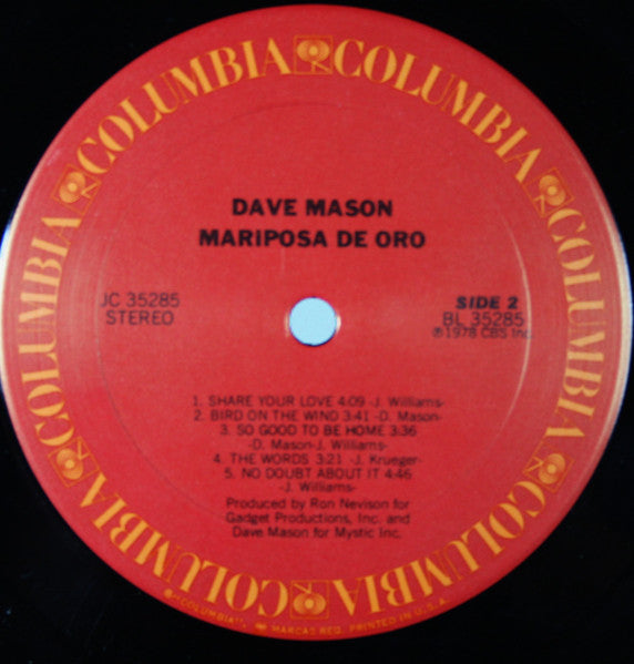 Dave Mason - Mariposa De Oro