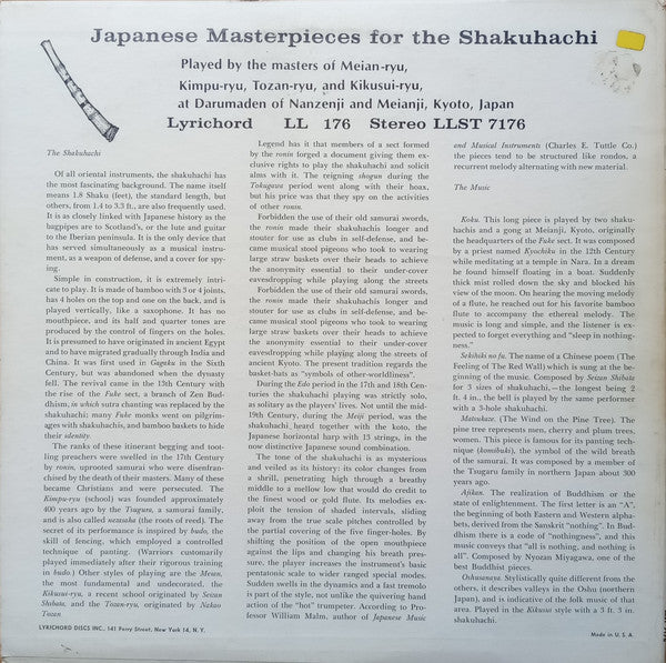 Masters Of Meian-Ryu, Kimpu-Ryu, Tozan-Ryu And Kikusi-Ryu - Japanese Masterpieces For The Shakuhachi