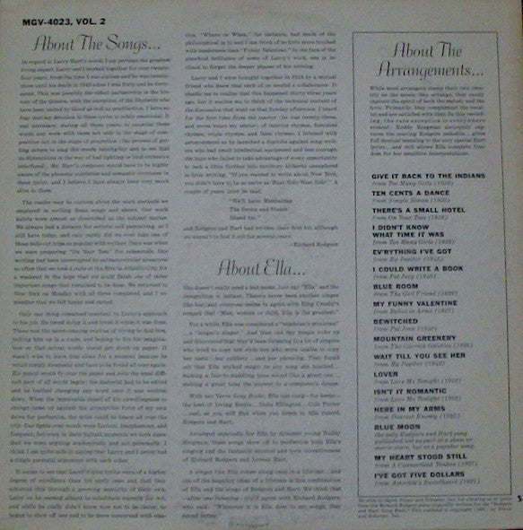 Ella Fitzgerald - Sings The Rodgers And Hart Song Book Volume 2