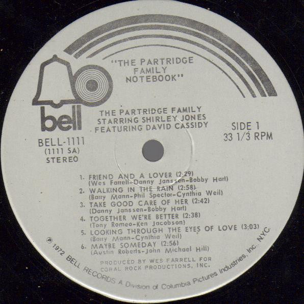 The Partridge Family, Shirley Jones, David Cassidy - The Partridge Family Notebook