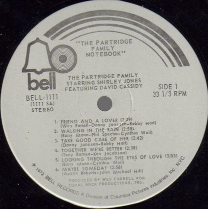 The Partridge Family, Shirley Jones, David Cassidy - The Partridge Family Notebook