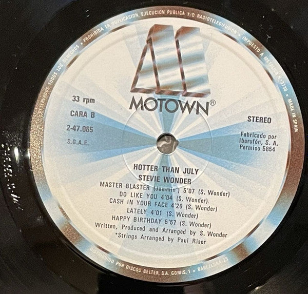 Hotter Than July - secondary