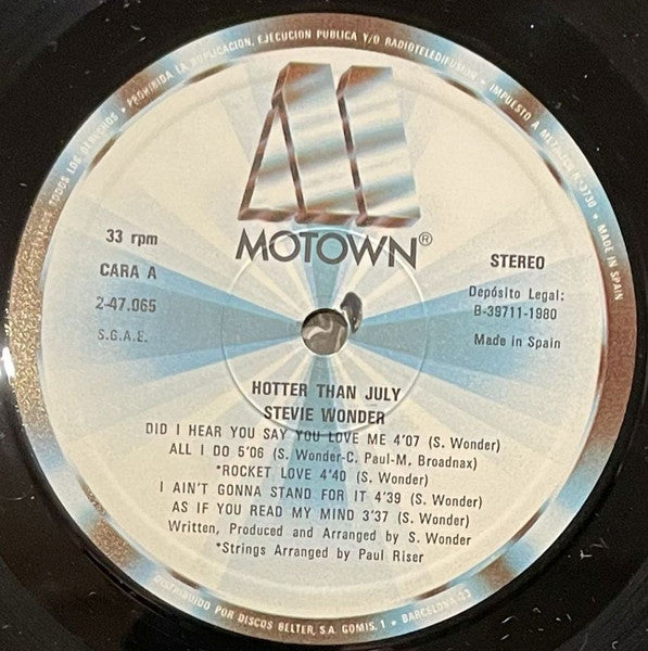 Hotter Than July - secondary