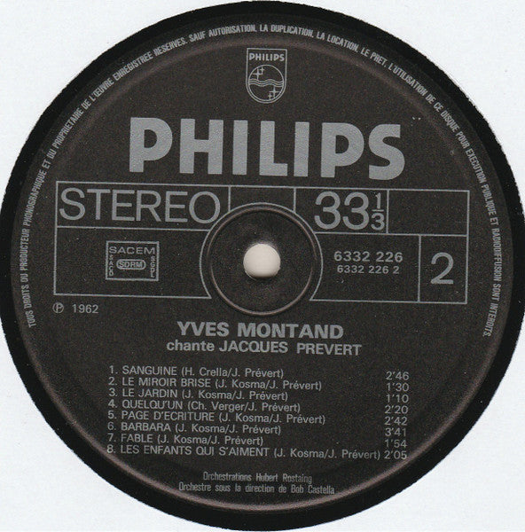 Yves Montand - Montand Chante Prévert