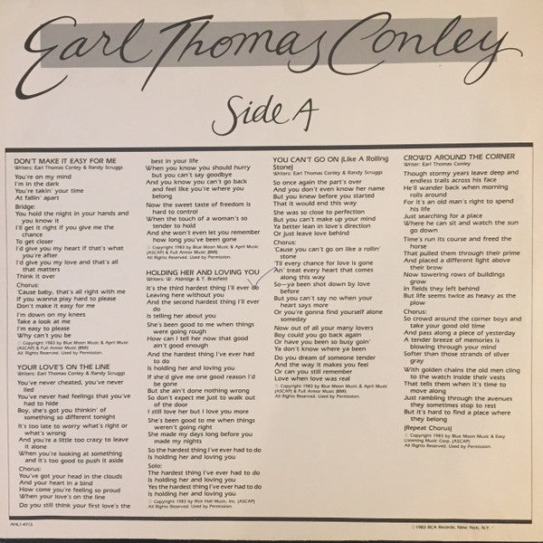 Earl Thomas Conley - Don't Make It Easy For Me