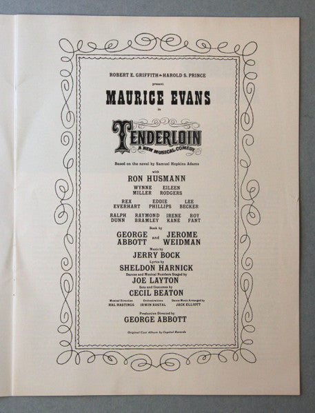 Jerry Bock, Sheldon Harnick, Various - Tenderloin - A New Musical Comedy (Original Broadway Cast Album)