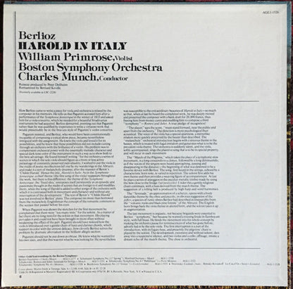 Hector Berlioz, Boston Symphony Orchestra, Charles Munch, William Primrose - Harold In Italy