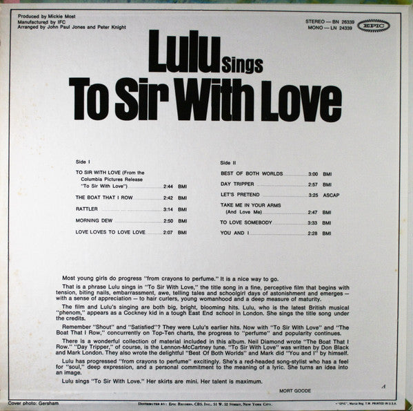 Lulu Sings To Sir With Love - secondary