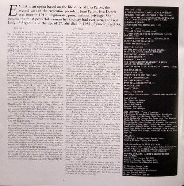 Andrew Lloyd Webber, Tim Rice - Evita: Premiere American Recording