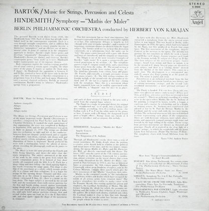 Béla Bartók, Paul Hindemith, Herbert von Karajan, Berliner Philharmoniker - Music For Strings, Percussion And Celesta / Mathis Der Maler