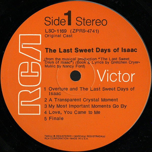 Gretchen Cryer, Nancy Ford, "The Last Sweet Days Of Isaac" Original Cast, The Zeitgeist - The Last Sweet Days Of Isaac (Original Cast Recording)