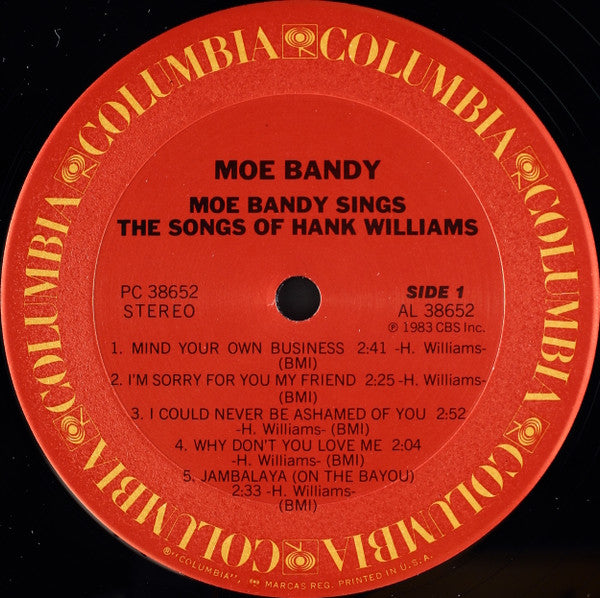 Moe Bandy Sings The Songs Of Hank Williams - secondary