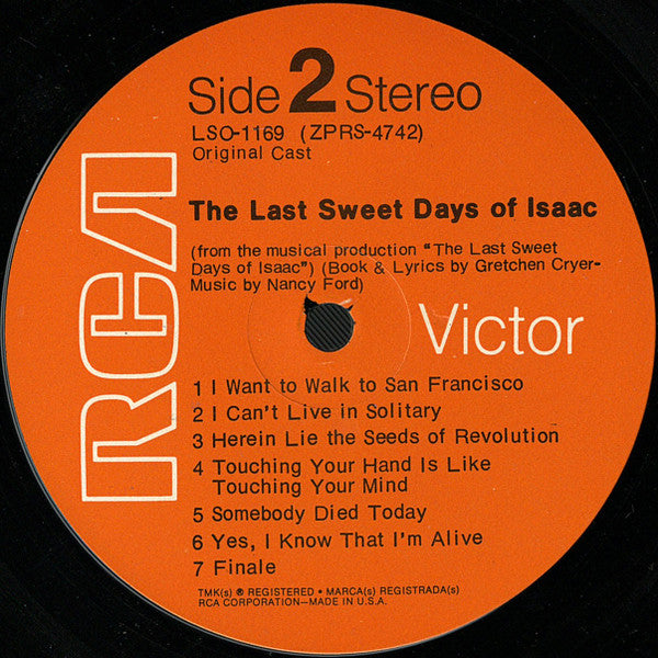 Gretchen Cryer, Nancy Ford, "The Last Sweet Days Of Isaac" Original Cast, The Zeitgeist - The Last Sweet Days Of Isaac (Original Cast Recording)