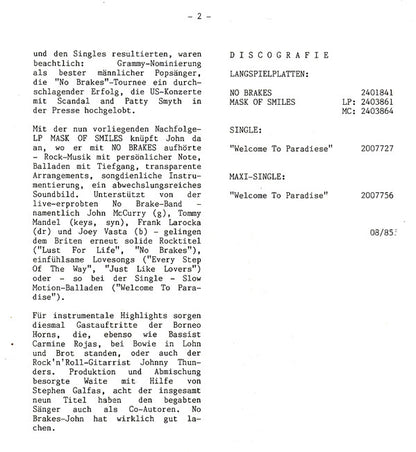 John Waite - Mask Of Smiles