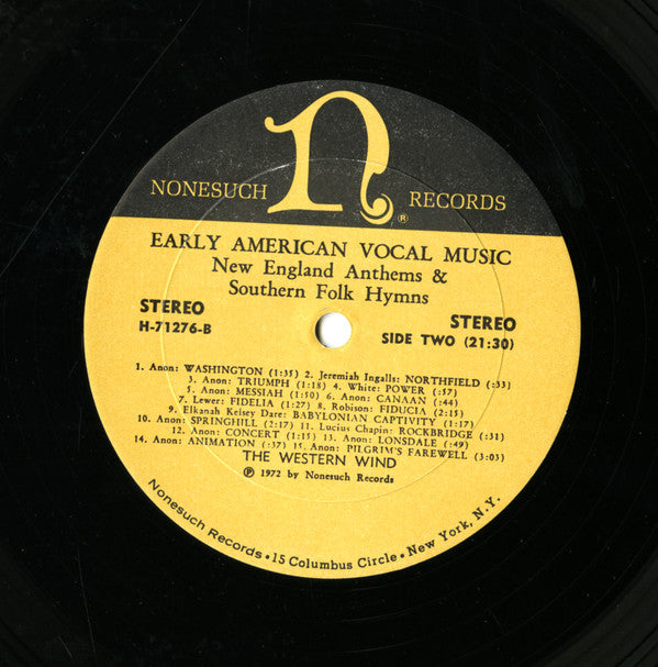 The Western Wind - Early American Vocal Music: New England Anthems & Southern Folk Hymns