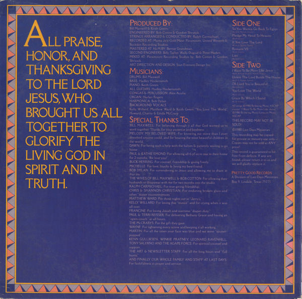 Keith Green - So You Wanna Go Back To Egypt