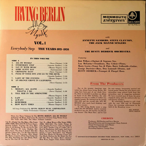 Irving Berlin - All By Myself: Vol. 1