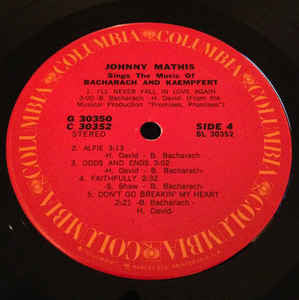 Johnny Mathis Sings The Music Of Bacharach & Kaempfert - secondary