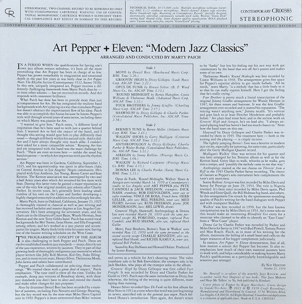 Art Pepper + Eleven "Modern Jazz Classics" - secondary