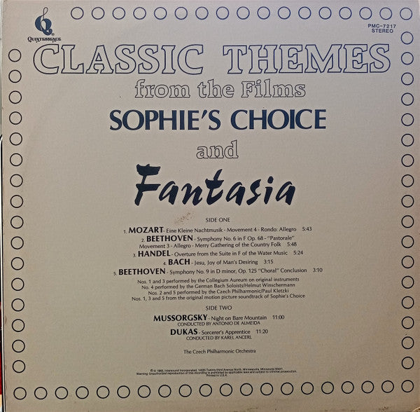 The Czech Philharmonic Orchestra - Classic Themes From The Films Sophie's Choice And Fantasia